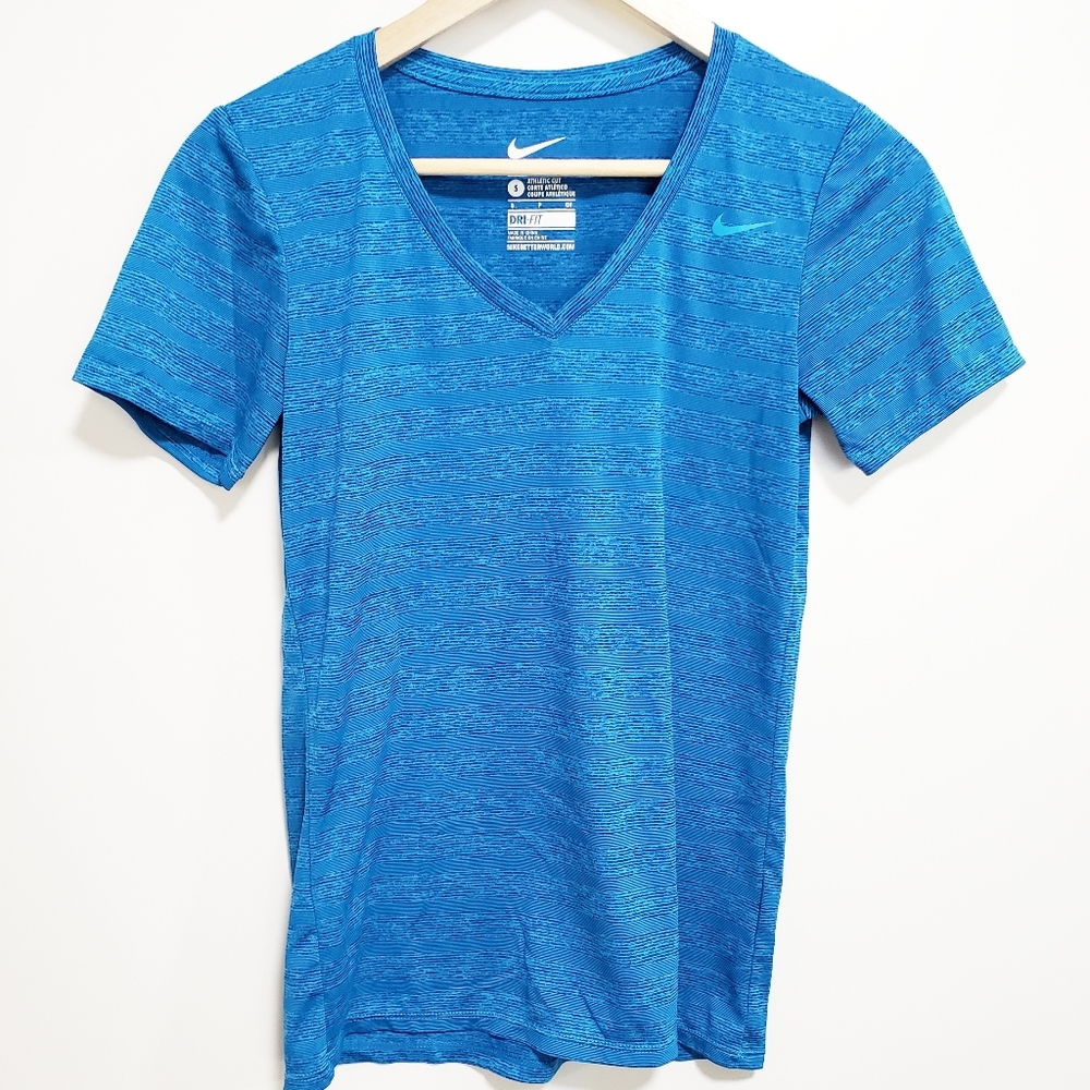 NIKE Women Dri-Fit Short Sleeve Blue Shirt